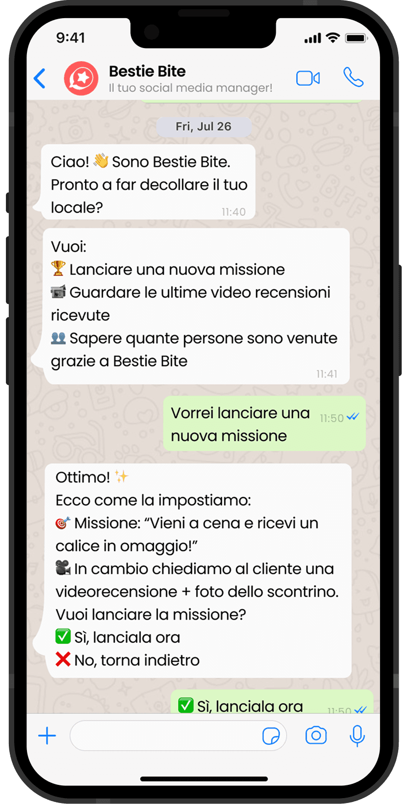 vista della chat whatsapp